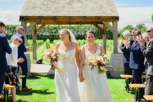 same-sex LGBTQ+ Wedding Photography - two brides wedding ceremony